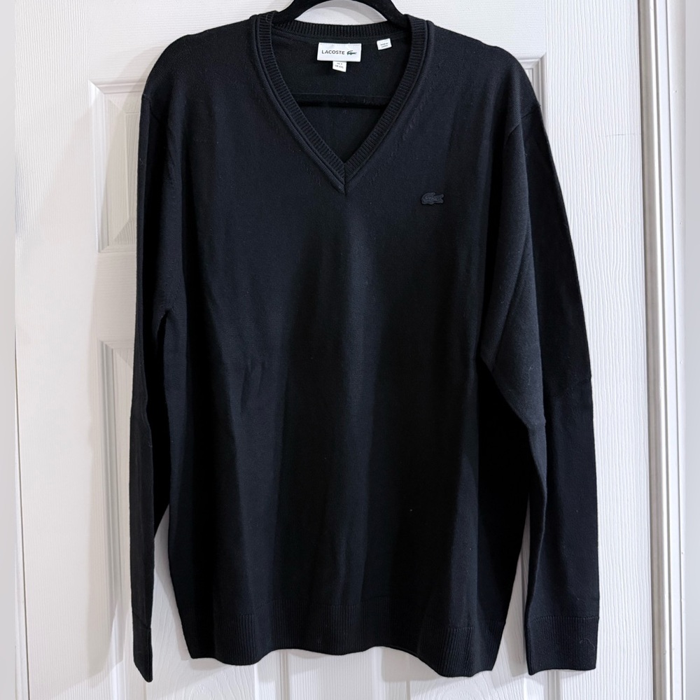 Lacoste Men's V-Neck Sweater in Black